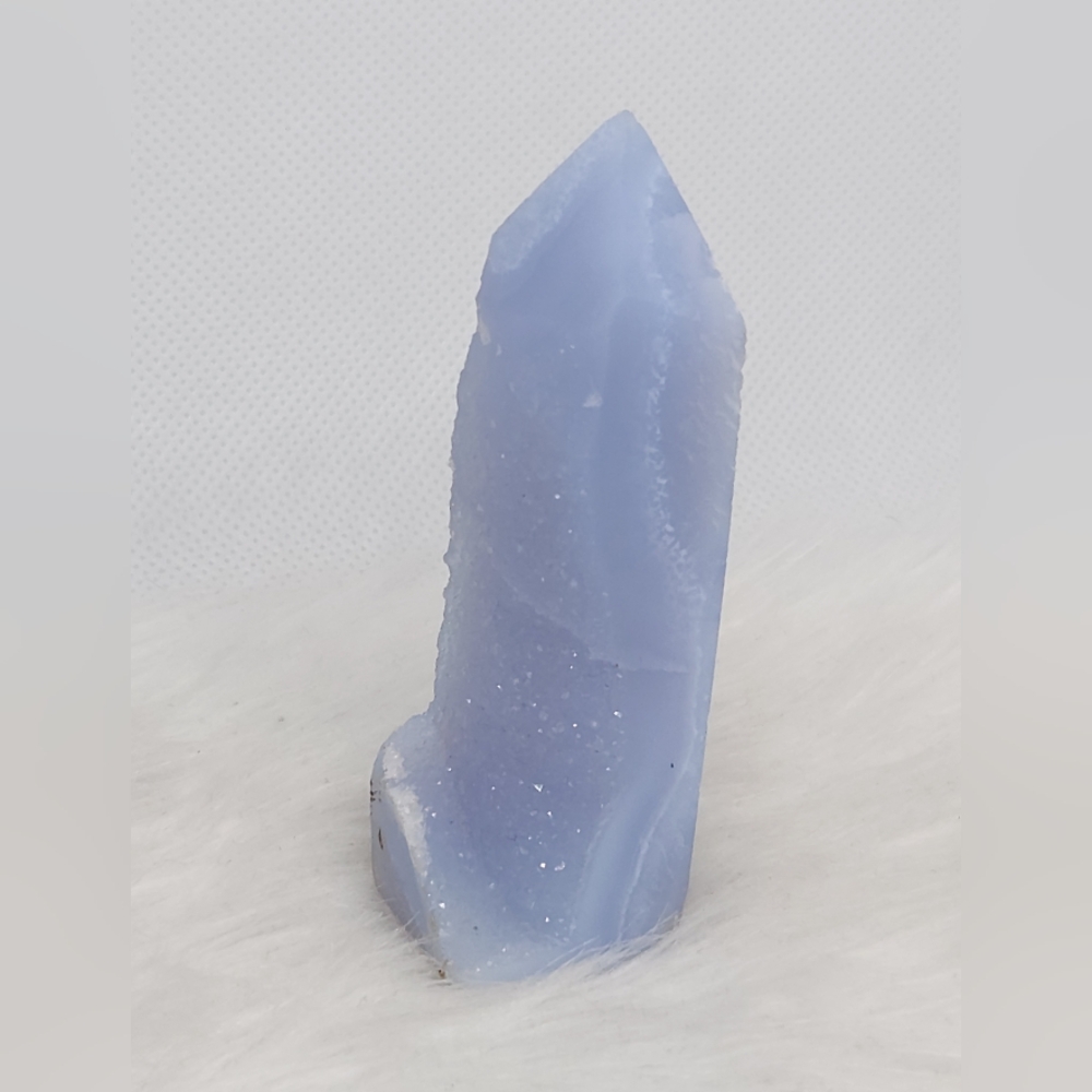 Stunning Druzy Blue Lace Agate Tower – Perfect Crystal Display